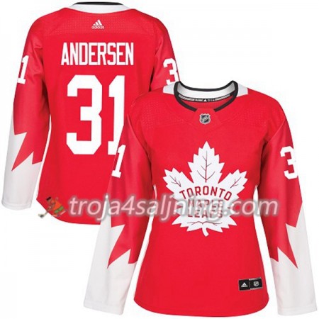 Toronto Maple Leafs tröja Frederik Andersen 31 Röd 2017-2018 Adidas Alternate Authentic - Dame NHL Tröjor Toronto Maple Leafs tröja Frederik Andersen 31 Röd 2017-2018 Adidas Alternate Authentic - Dame NHL Tröjor
